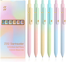 Load image into Gallery viewer, Pretty Gel Pens 0.5mm Quick Dry Black Ink Pens Fine Point Smooth 6 Pcs
