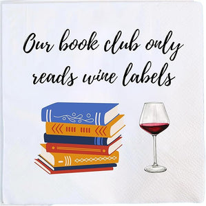 Book Club Cocktail Napkins, 50 Pack, 'Our Book Club Only Reads Wine Labels