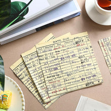 Load image into Gallery viewer, 50 Pcs Large Book Club Napkins Vintage Library Due Date Card
