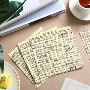 50 Pcs Large Book Club Napkins Vintage Library Due Date Card