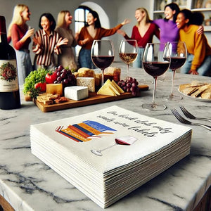 Book Club Cocktail Napkins, 50 Pack, 'Our Book Club Only Reads Wine Labels